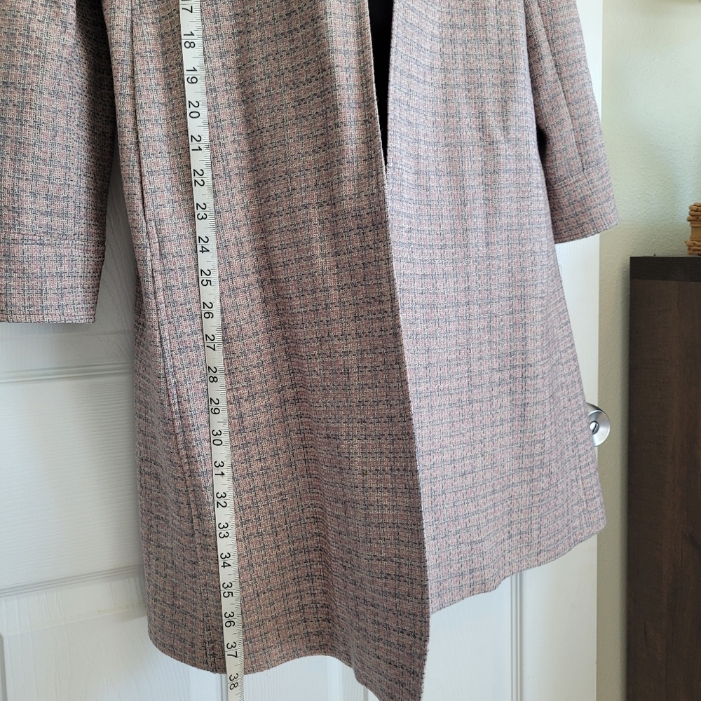 100% Wool Pink Plaid Duster Trench Car Jacket Size 6 By Harve Benard - Picture 4 of 12